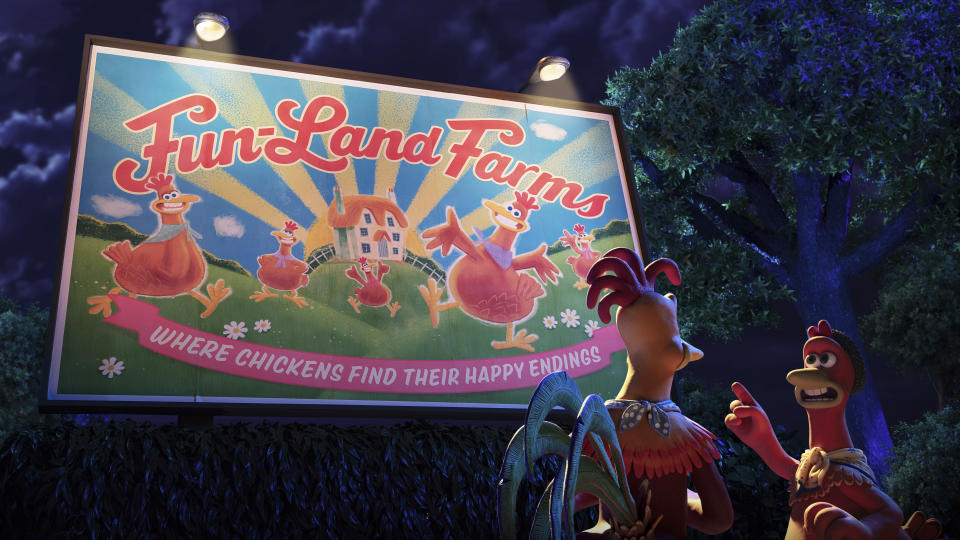 This image released by Netflix shows a scene from "Chicken Run: Dawn of the Nugget." (Netflix via AP)