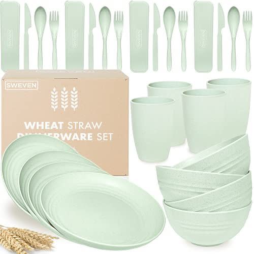 25) Wheat Straw Dinnerware Set