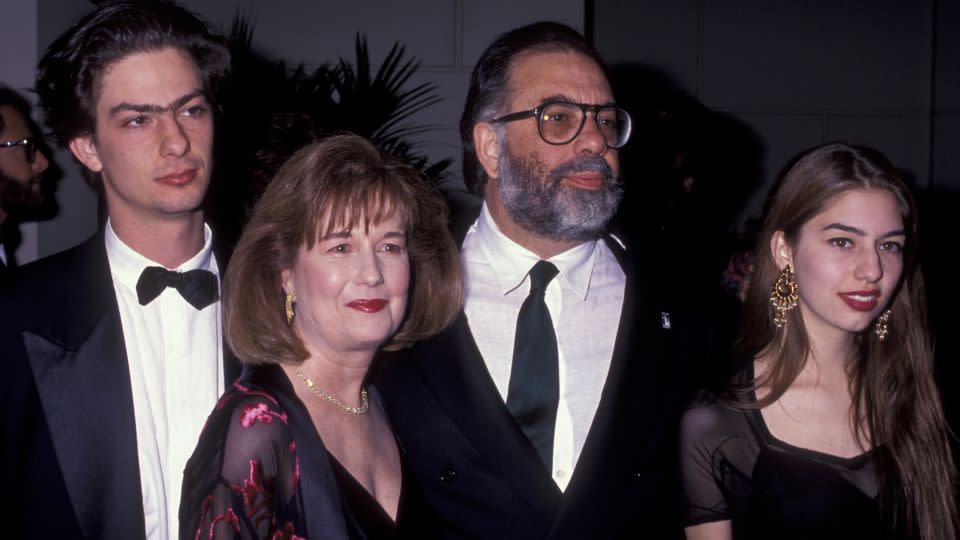 (From left) Roman Coppola, Eleanor Coppola, Francis Ford Coppola and Sofia Coppola attend the 43rd Directors Guild of America Awards on March 16, 1991, in Beverly Hills, California. - Ron Galella Collection/Getty Images