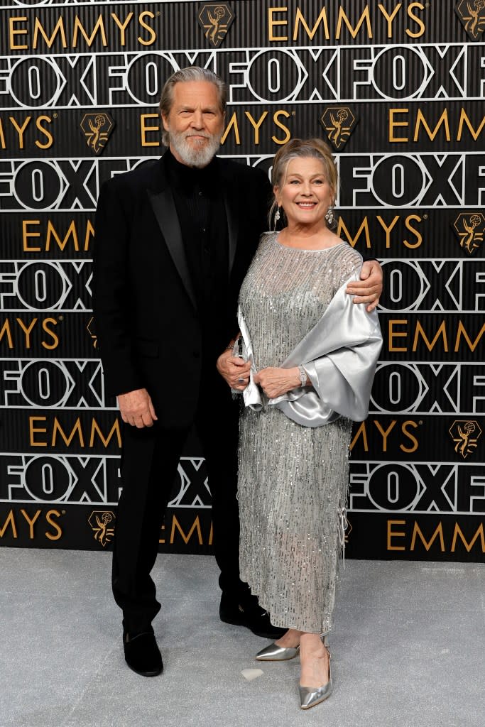 (L-R) Jeff Bridges and Susan Geston attend the 75th Primetime Emmy Awards at Peacock Theater on January 15, 2024 in Los Angeles, California.