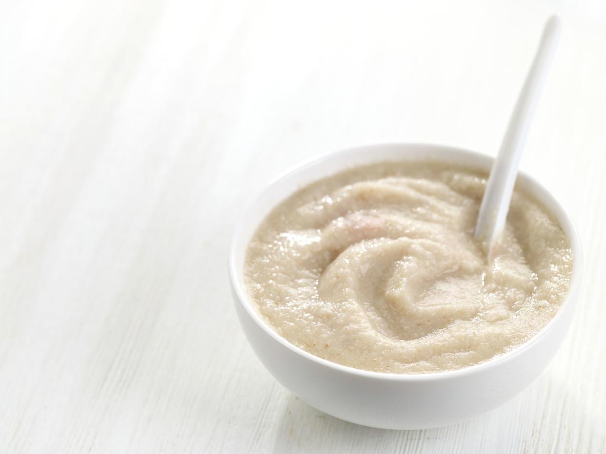 bowl of baby food, healthy breakfast porridge