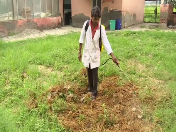 Man spraying bio-decomposer on stubble (Photo/ANI)