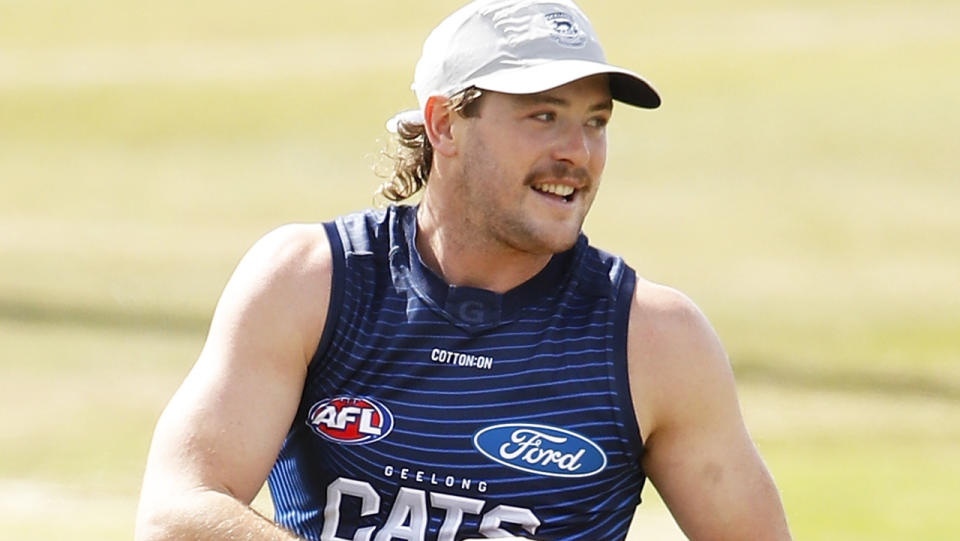 Jack Steven is pictured during a Geelong Cats training session.