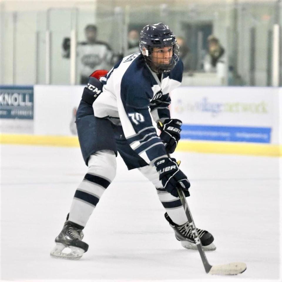 Plymouth junior Caiden Allen has played club hockey in Wooster for six years.