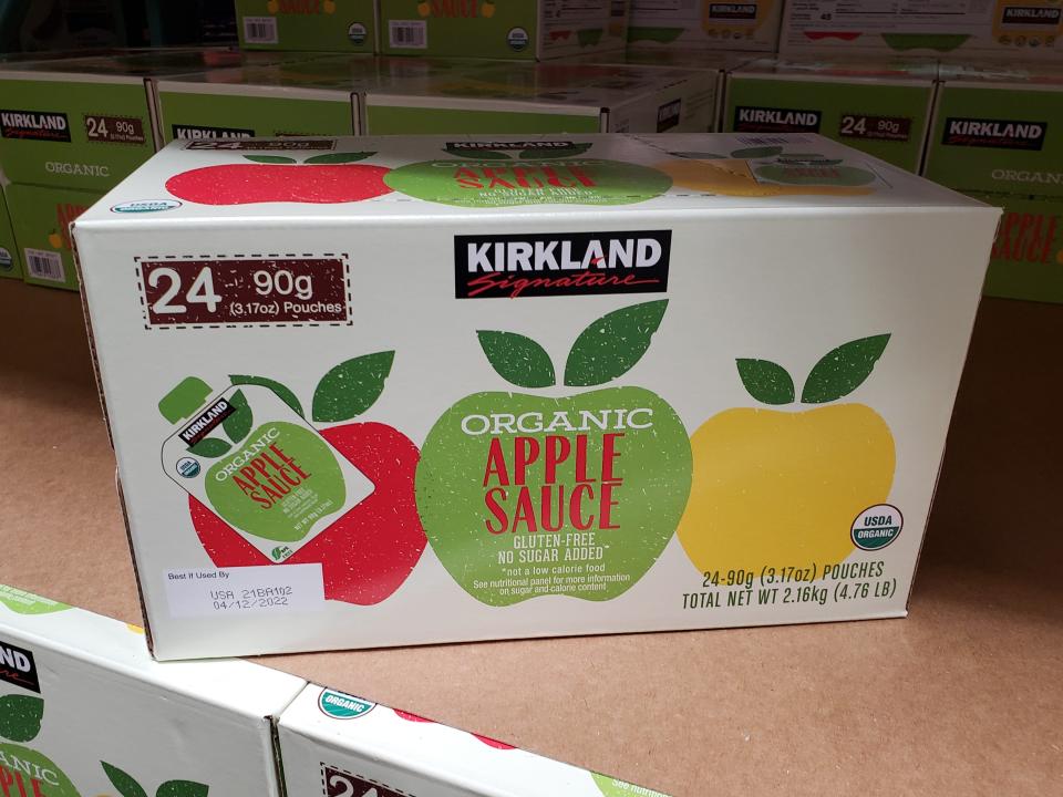 box of bulk applesauce pouches at costco