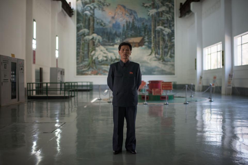Chief Engineer Choe Yong-Jun poses for a portrait at the Wonsan Youth Power Station, a hydroelectric plant outside the eastern port city of Wonsan.