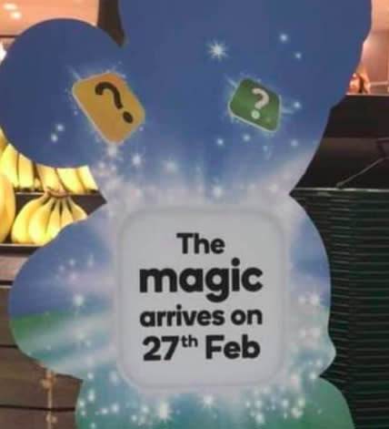 Cryptic Mickey Mouse-shaped cardboard cut-outs popped up at various Woolworths’ stores. Source: Facebook/Markdown Addicts Australia