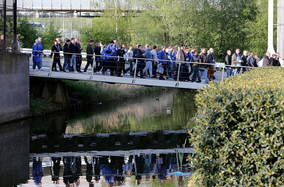 Chelsea fans outside the Amsterdam Arena before the game