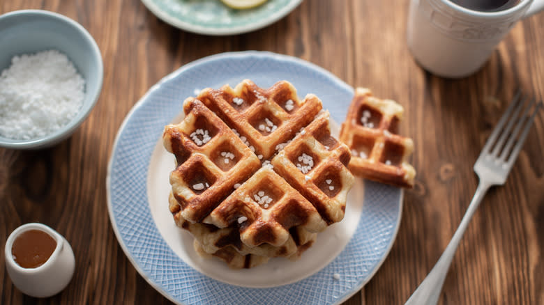 waffles with pearl sugar on top