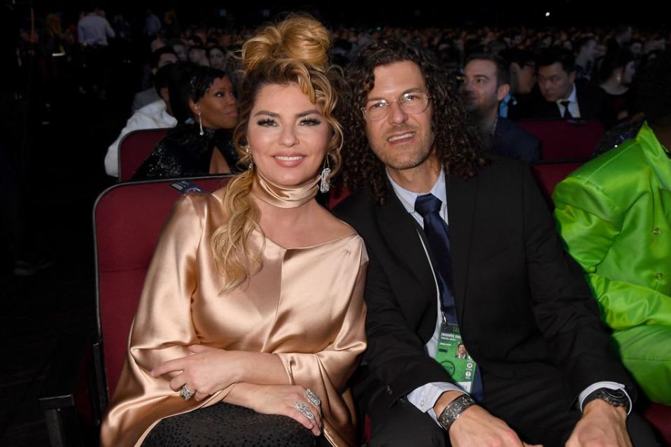 Shania Twain and Frederic Thiebaud attend the 2019 American Music Awards at Microsoft Theater on November 24, 2019 in Los Angeles, California