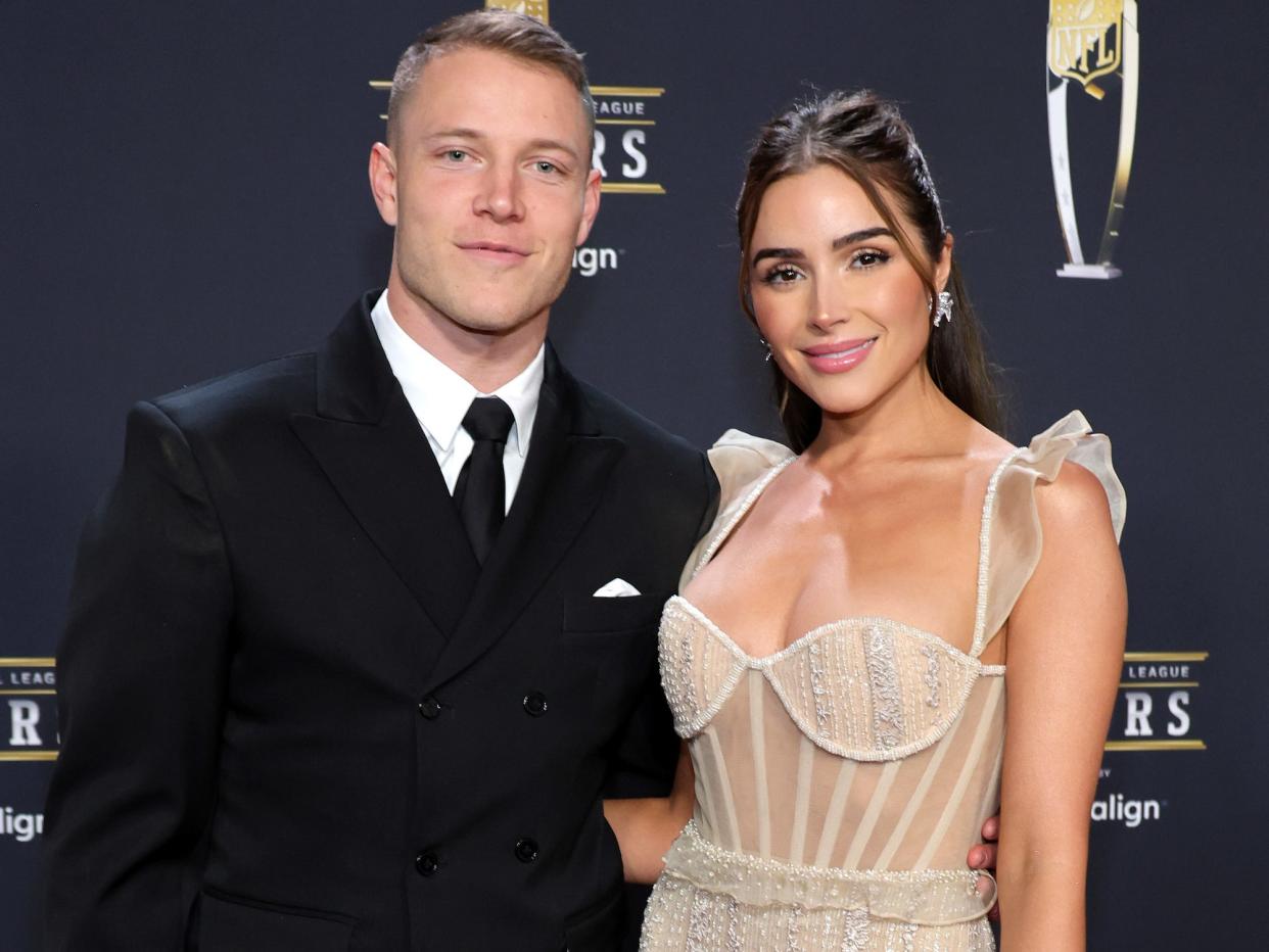 Christian McCaffrey and Olivia Culpo attend the NFL Honors at Symphony Hall in February 2023.