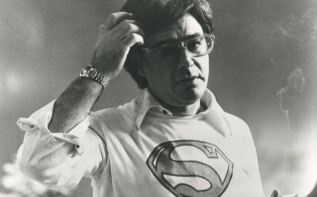 Richard Donner on the set of Superman (1978) - Alamy