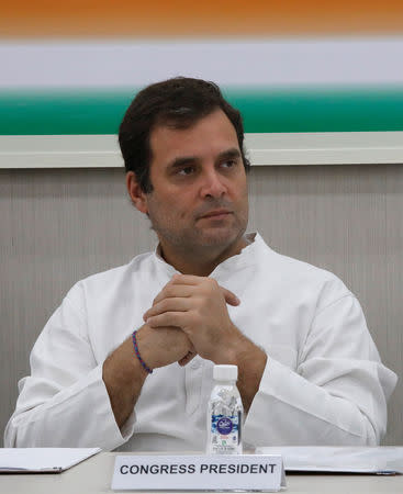 Rahul Gandhi, President of Congress party, attends a Congress Working Committee (CWC) meeting in New Delhi, India, May 25, 2019. REUTERS/Altaf Hussain