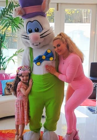 <p>Ice T/ Instagram</p> Coco Austin poses with daughter Chanel and Easter bunny.