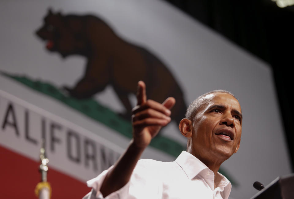 Former President Barack Obama speaks as he campaigns in support of California congressional candidates, Saturday, Sept. 8, 2018, in Anaheim, Calif. (AP Photo/Ringo H.W. Chiu)