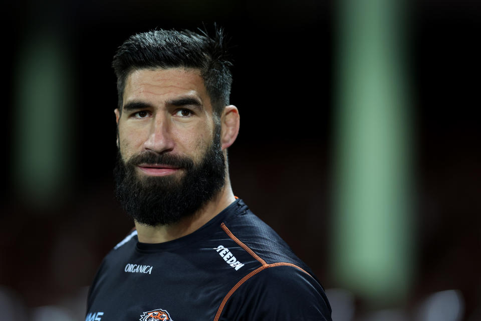 James Tamou, pictured here prior to the Wests Tigers' clash with Sydney Roosters.