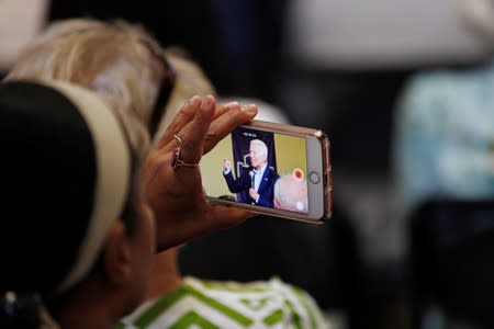 Democratic 2020 U.S. presidential candidate and former Vice President Joe Biden speeks at an event at Iowa Wesleyan University in Mount Pleasant