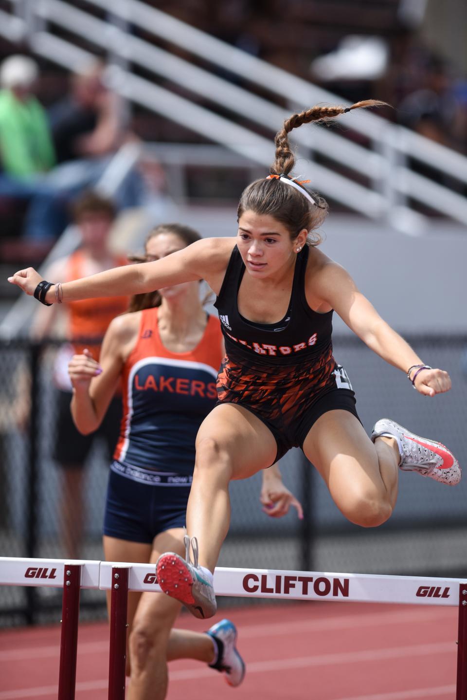 NJSIAA North 1 Groups 1 and IV track and field championships on Friday June 4, 2021 in Clifton. Hasbrouck Heights junior Amber Barrios won the 400-meter hurdles. 