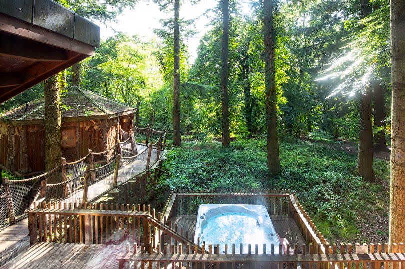 Hot tub and cabin at Forest Holidays' Forest of Dean park