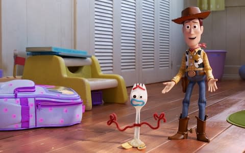 Woody meets Forky in a scene from Toy Story 4 - Credit: pixar