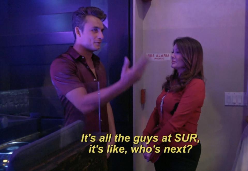 James talking to Lisa Vanderpump at Sur