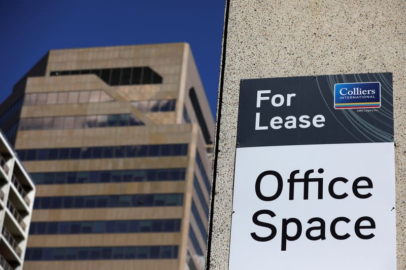 FILE PHOTO: A sign advertising office space for lease is seen in Calgary