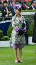 <p>Prinzessin Anne wählte 2012 mit einem gewagten grün-lila Mantel und einem lilafarbenen Kleid eine mutige Muster-Farbkombination. <em>[Bild: Getty]</em> </p>