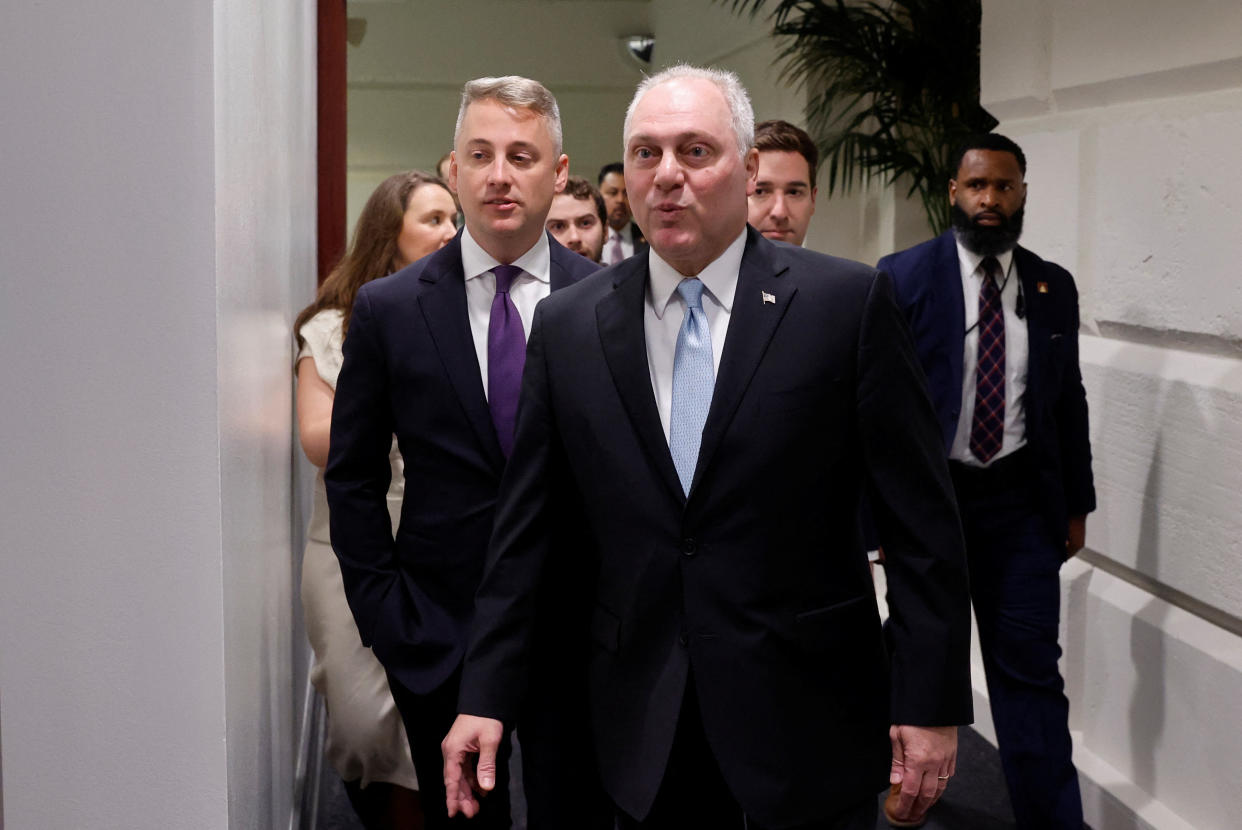 U.S. House Republican Whip Rep. Steve Scalise (R-LA) makes his way through the U.S. Capitol to a Republican caucus meeting on the first day of the new Congress in Washington, U.S., January 3, 2023. REUTERS/Jonathan Ernst