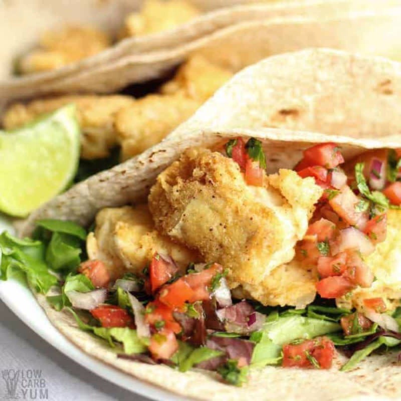 <p>Low Carb Yum</p><p>Want a healthy fish tacos recipe to enjoy on a keto low-carb eating plan? These fried fish tacos make a quick and easy lunch or dinner!</p><p><strong>Get the recipe: <a href="https://lowcarbyum.com/best-fish-tacos-recipe/" rel="nofollow noopener" target="_blank" data-ylk="slk:Keto Paleo Fish Tacos;elm:context_link;itc:0;sec:content-canvas" class="link ">Keto Paleo Fish Tacos</a></strong></p>