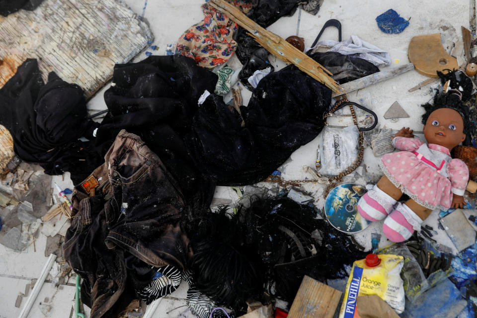 Items are seen on floor of a destroyed home at Codrington on the island of Barbuda just after a month after Hurricane Irma struck the Caribbean islands of Antigua and Barbuda