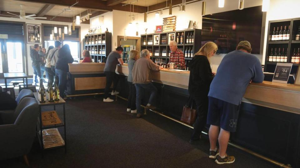 Customers in the tasting room at the Eberle Winery on Jan. 9, 2024.