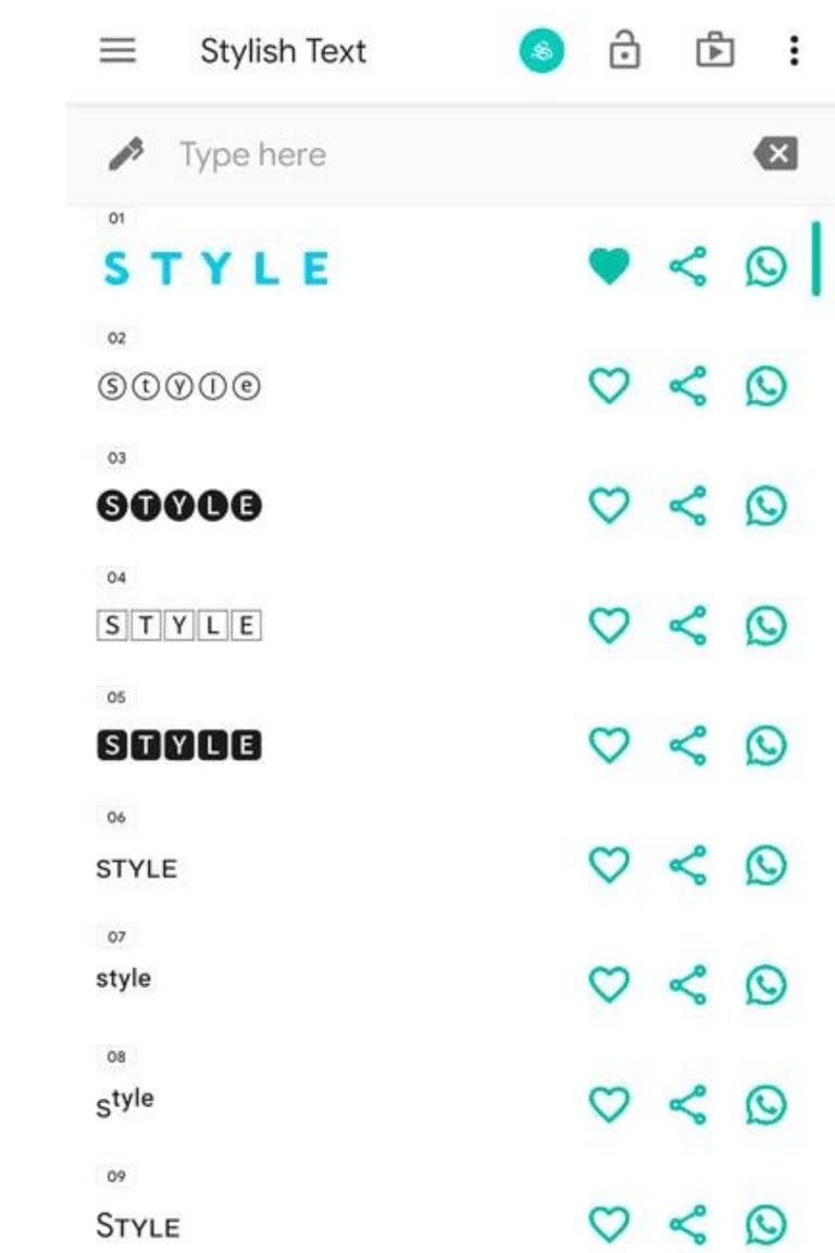 En la aplicación Stylish Text es posible encontrar diversos tipos de fuentes