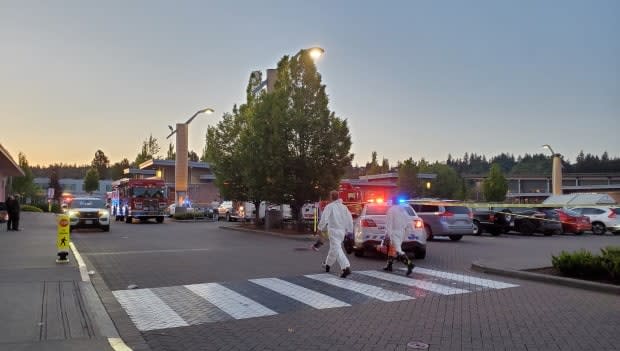 Police responded to a shooting at Market Crossing in Burnaby, B.C., Thursday night. 