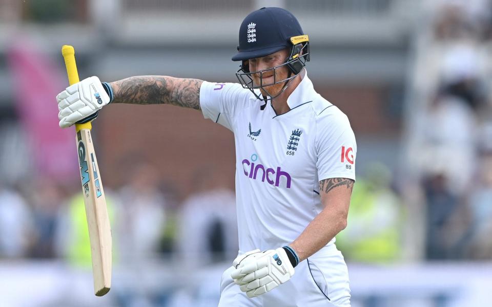 Ben Stokes shows his disappointment at his dismissal - GETTY IMAGES