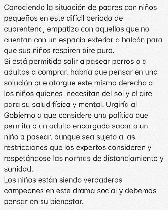 Mensaje de Shakira por los niños en confinamiento