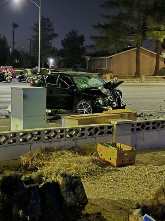 <em>The two-car crash happened on Sunday at around 9 p.m. on Lake Mead Boulevard near Rancho Drive and Decatur Boulevard. It marked the 35th traffic death in the Las Vegas Metro Police Department’s jurisdiction so far this year. (KLAS)</em>