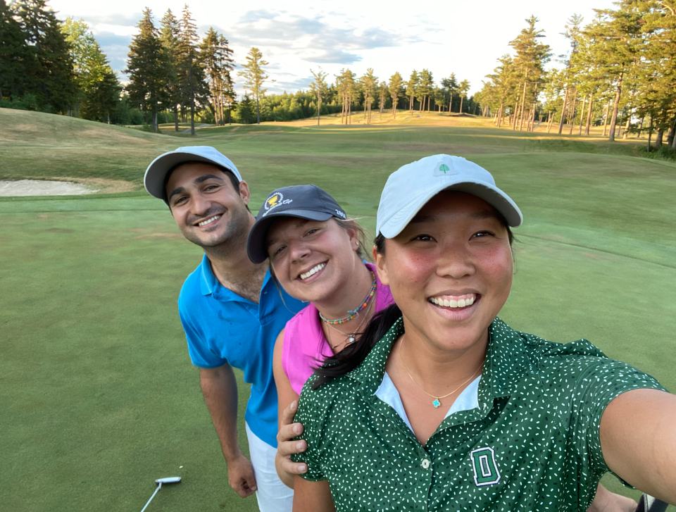 Rachel Kim with friends taking a break while golfing (Source: Rachel Kim)