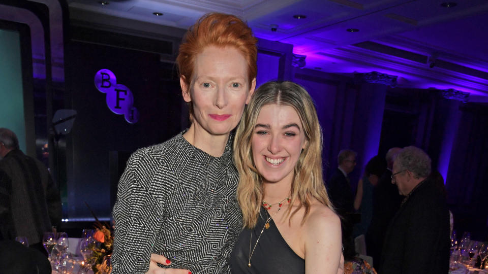 Tilda Swinton and Honor Swinton Byrne attend the BFI Chairman's dinner awarding Tilda Swinton with a BFI Fellowship on March 2, 2020. (Photo by David M. Benett/Getty Images for BFI)