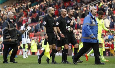 Britain Soccer Football - Manchester United v West Bromwich Albion - Premier League - Old Trafford - 1/4/17 Referee Mike Dean after the match Action Images via Reuters / Lee Smith Livepic