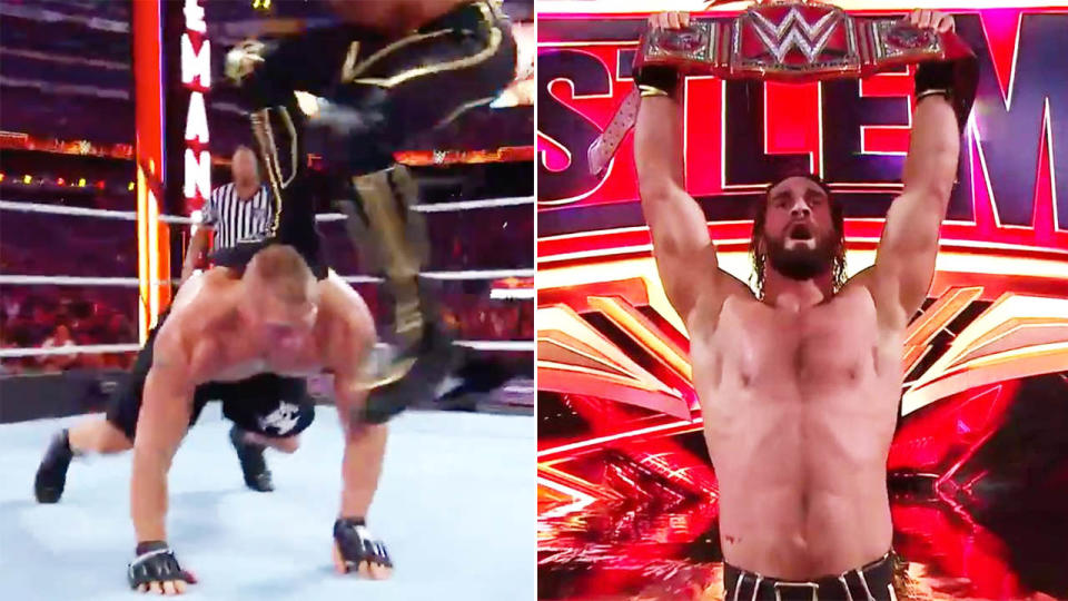 Brock Lesnar lost his title to Seth Rollins. Image: WWE