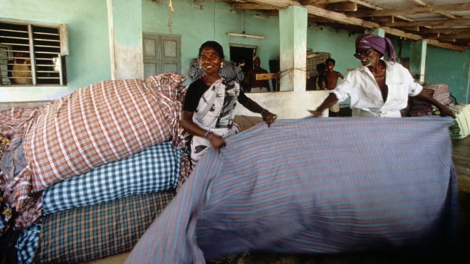 A madras fabric weaving workshop in Chennai, the Indian city once known as Madras, circa 1990. - Patrick Horvais/Gamma-Rapho/Getty Images