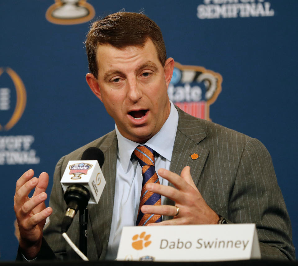 Clemson head coach Dabo Swinney would love to have Georgia on the schedule on a yearly basis. (AP Photo/Gerald Herbert, File)