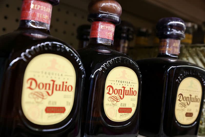 FILE PHOTO: Bottles of Don Julio tequila, a brand of Diageo, are seen for sale in Manhattan, New York City