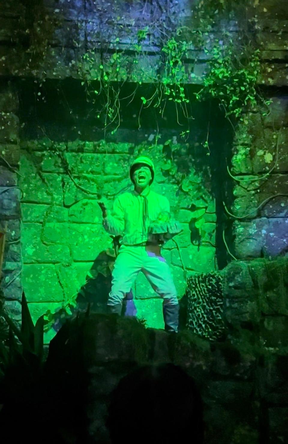 A young Dr. Oddfellow revels in the Jungle of Doom: Expedition Horror scare zone at Universal Orlando's HHN.