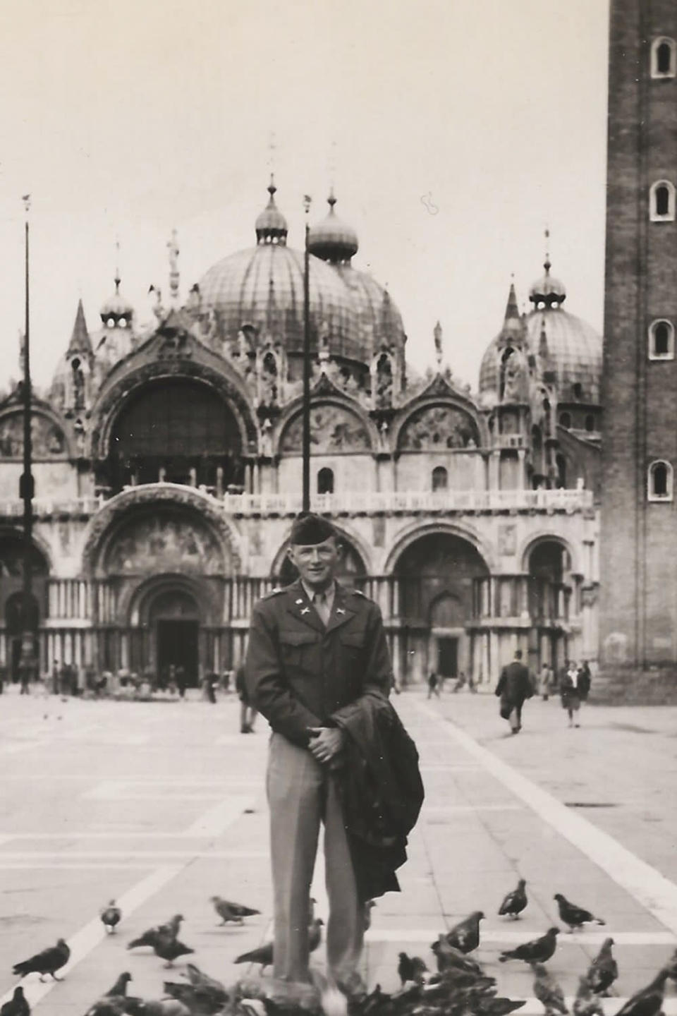 <div class="inline-image__caption"><p>My father in St. Mark's Square in Venice, in 1945</p></div> <div class="inline-image__credit"> Courtesy David Rothkopf</div>