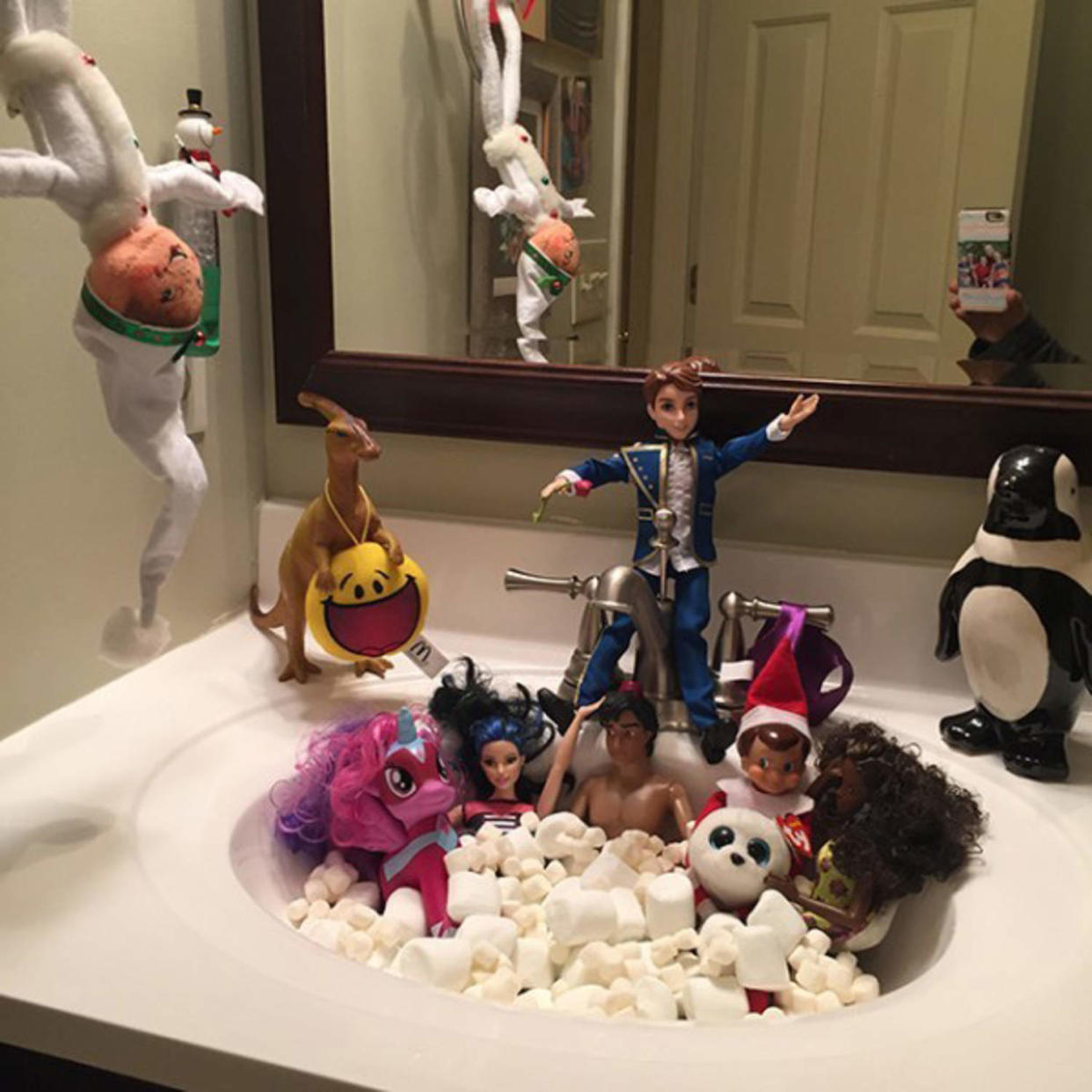 Elf on the Shelf in sink (Courtesy Jessica N. Turner)