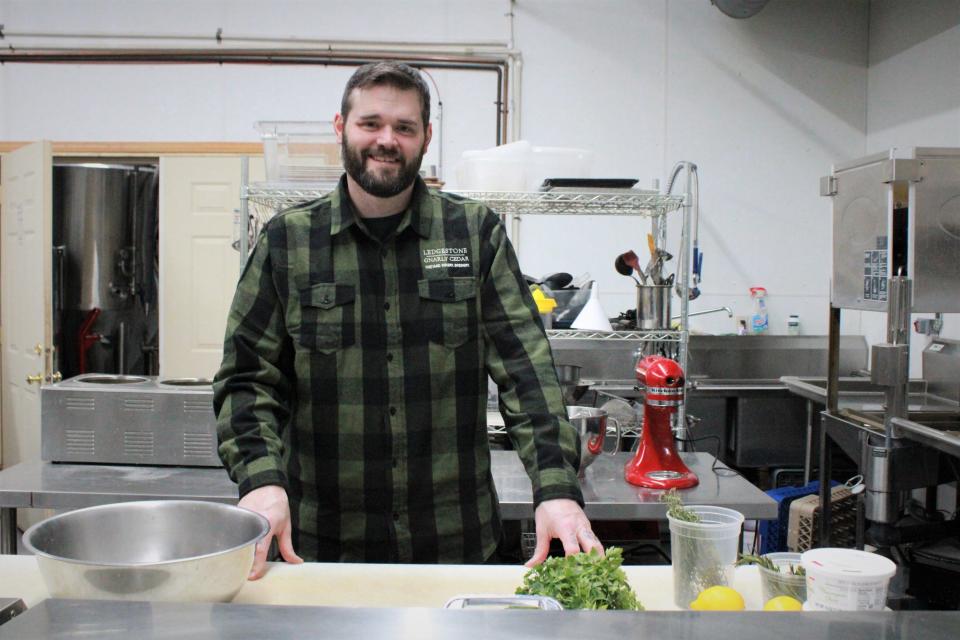 Chef John Wallace stands Feb. 3 in the newly built kitchen at LedgeStone Vineyards, 6381 State 57, in Greenleaf.