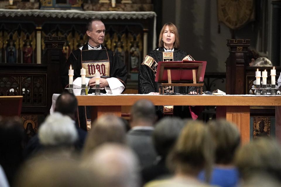 Reverend Canon Sally Lodge, Rector of Windsor, during a service at St Stephen and St Agnes Church (Andrew Matthews/PA) (PA Wire)