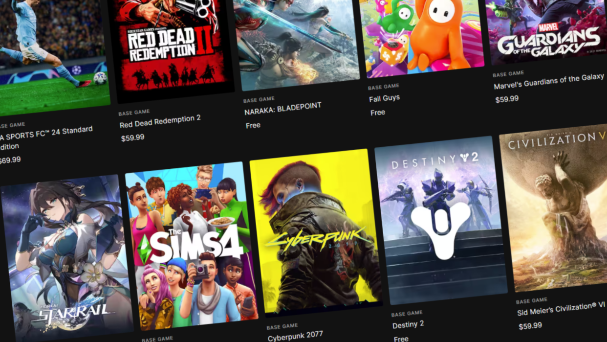  A screenshot of the listing of most-played games on the Epic Games Store, as of January 2024. 