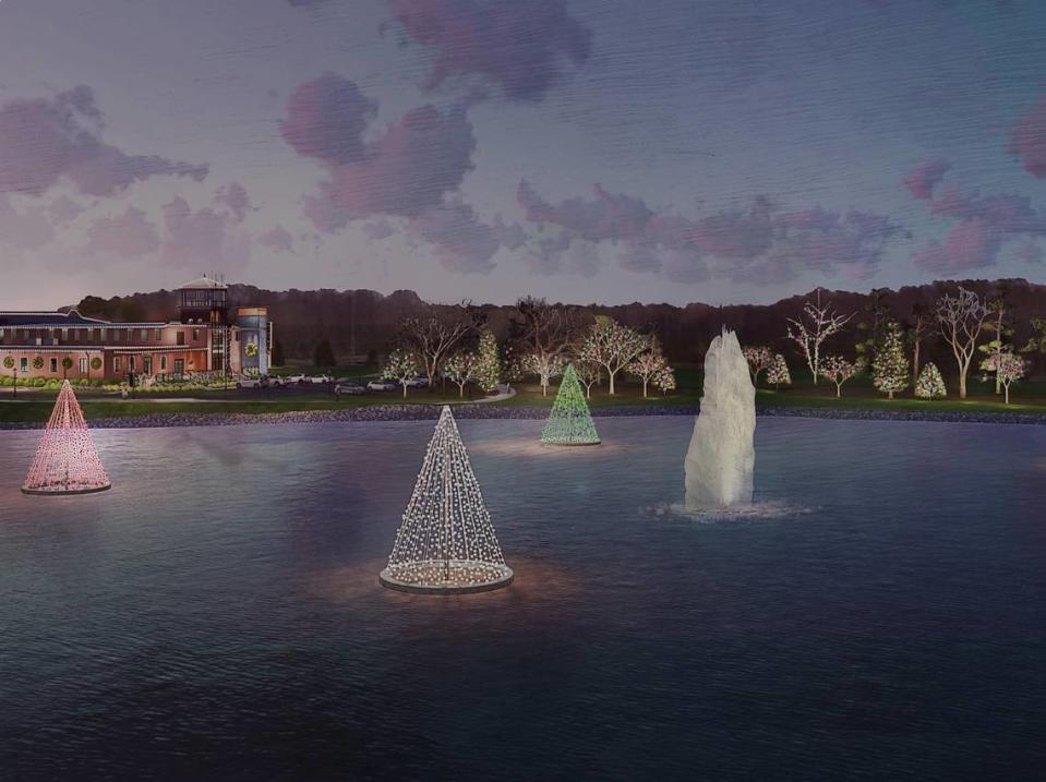 Additions to McAdenville’s historic lake are underway, including the addition of “floating Christmas trees” in time for the holiday season at Christmas Town U.S.A.